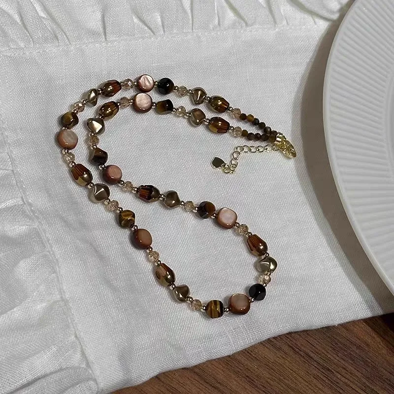 

Maillard Handmade Beaded Necklace Autumn and Winter Women's Premium Sense Necklace Jewelry Sweater Chain Jewelry Light Luxury Ni
