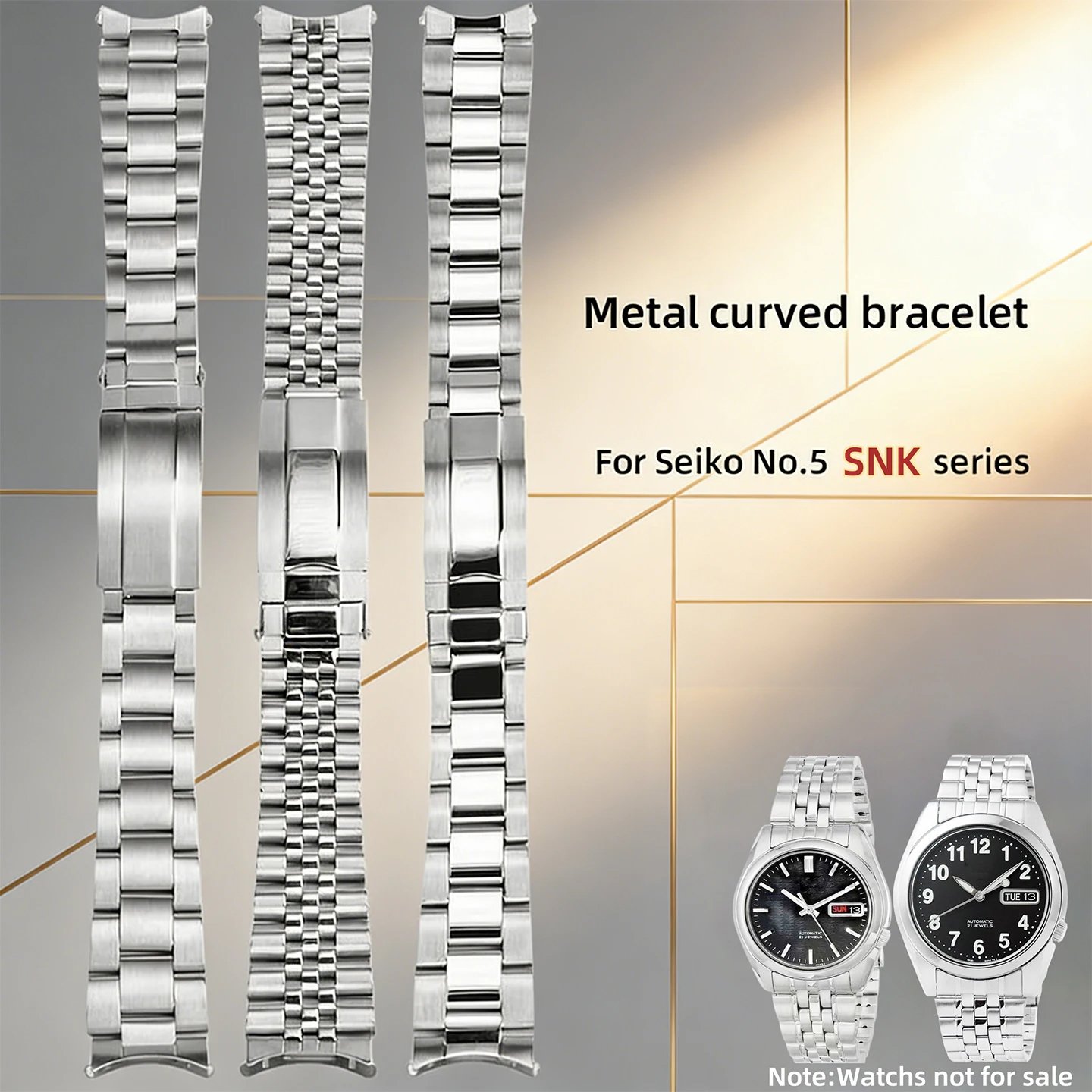 

‌ Изогнутый ремешок для часов из нержавеющей стали 18 мм для Seiko SNK381K1/SNK391K1/SNK357K1/SNK361K1/SNK385K1/SNK393K1 заменяет металлический браслет