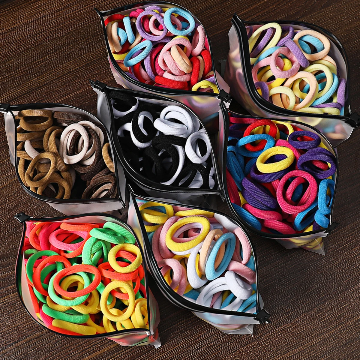 25/50PCS Pack 4.5CM Rainbow Colorful Hair Band Gum Hair Ties For Girls Rubber Bands Hair Elastics Kids Accessories Headdress