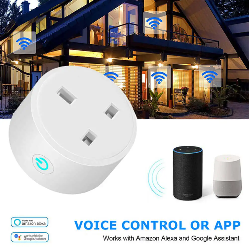 Smart Home WiFi Power Socket 16A UK Plug Outlet Smart Life Tuya Remote Control Timer Power Monitor Supports Voice Google Alexa