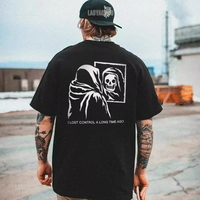 Men Fashion Gothic Harajuku Biker Skull Graphic Tshirts Trend Short Sleev Tops Dark Punk Skulls Retro T Shirt Male Oversized Tee