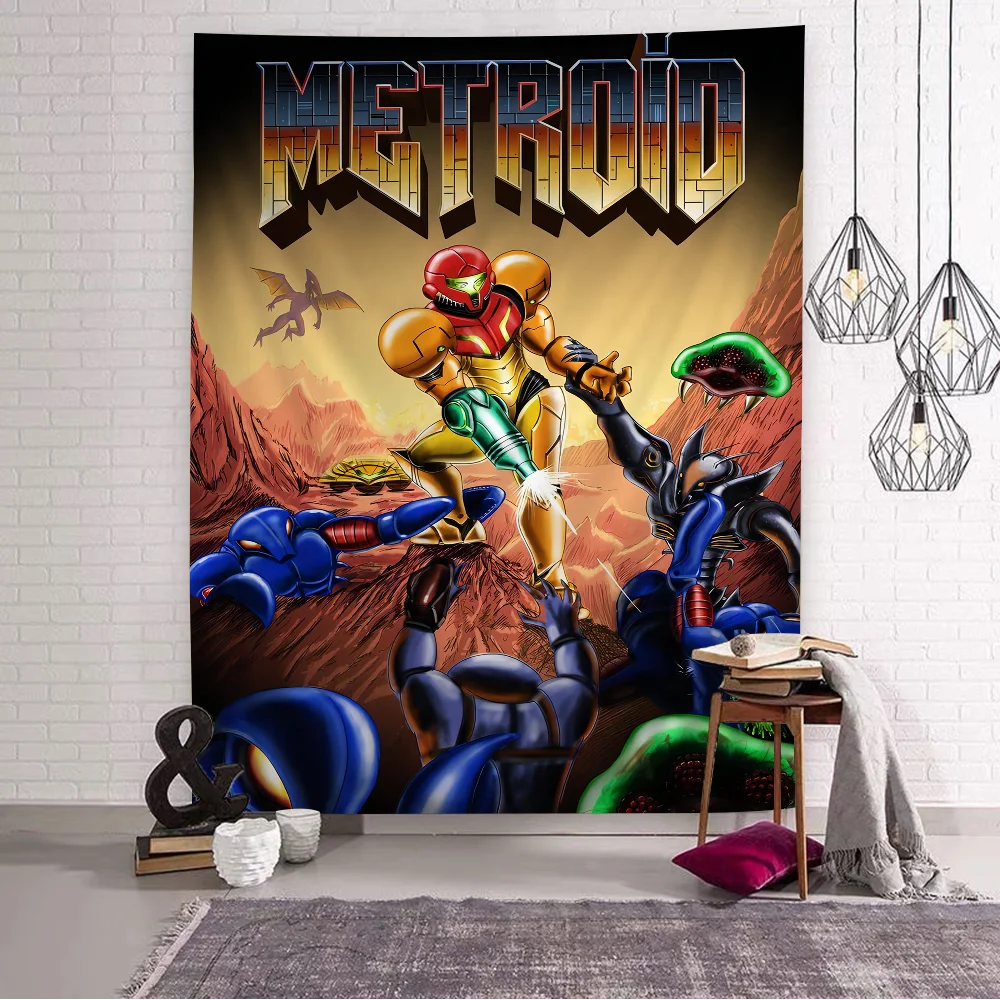 Anime-Wandteppich mit Metroid-Motiv – Design im Hippie-Stil, praktische Wandteppiche, für Schlafsäle, Wohnzimmer und Heimdekoration