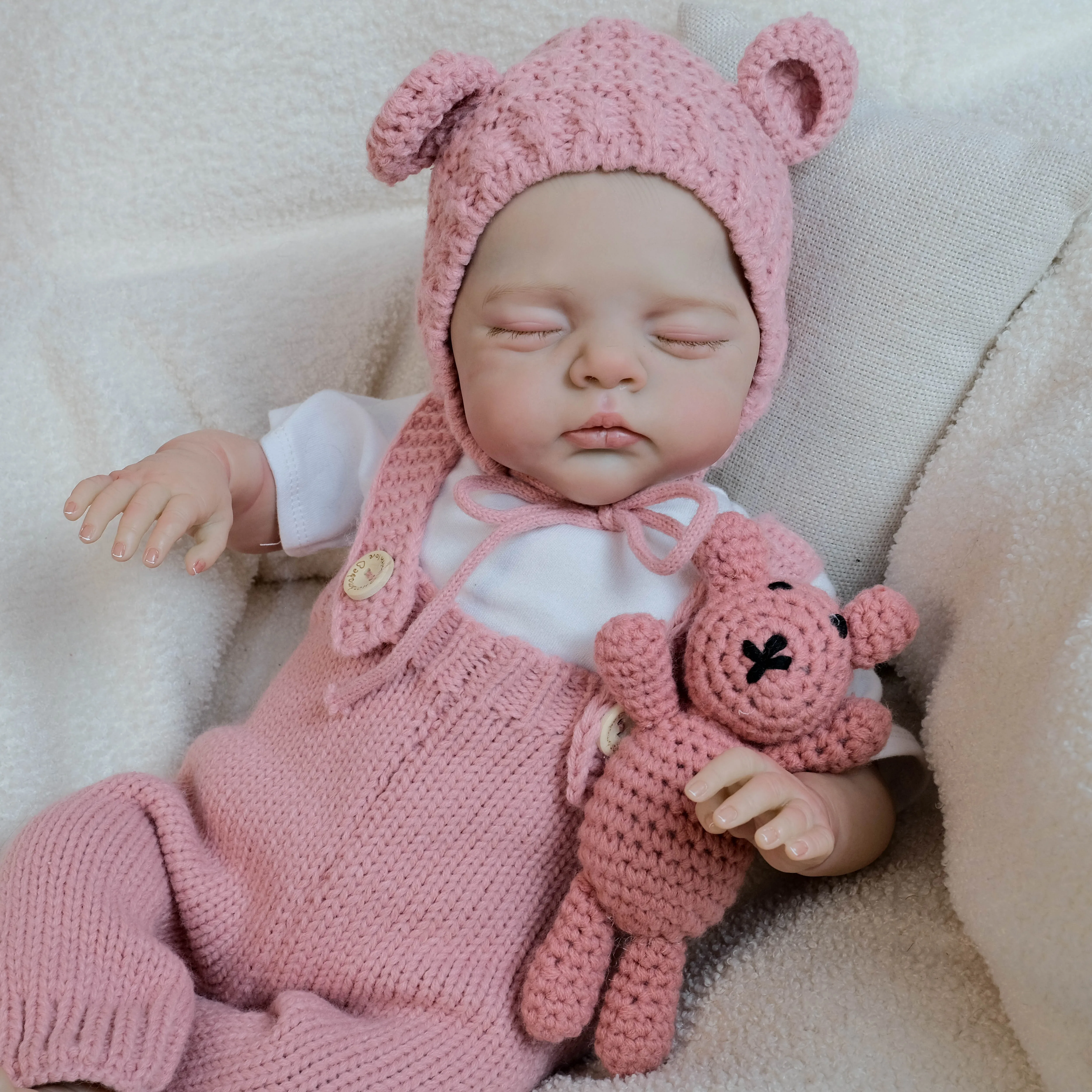 18 Inch Reborn Doll - Newborn Baby Doll - Realistic Handmade Soft Body With Hand Draw Hair & Hand Painted Visible Vein