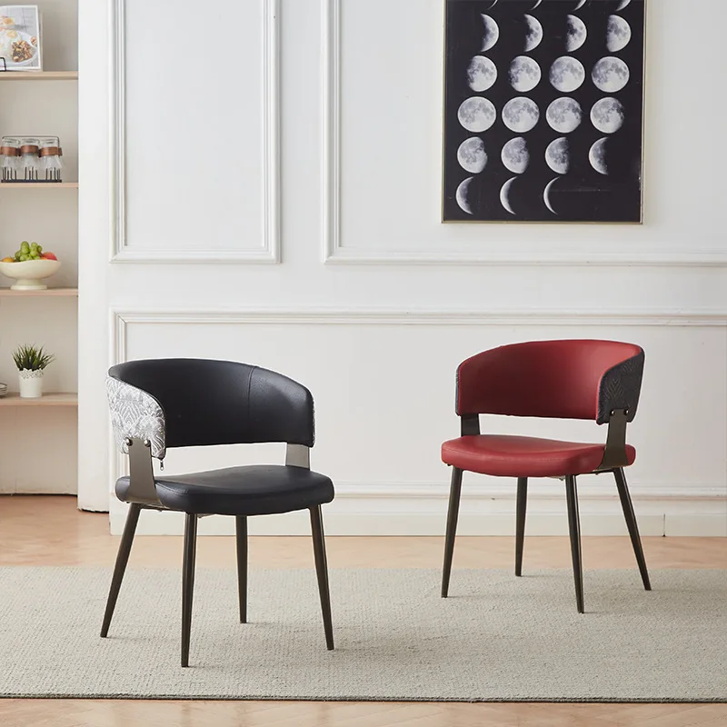 Italian Minimalist Modern Luxury Leather Dining Chair with Portable Design for Home Bar & Warehouse Use