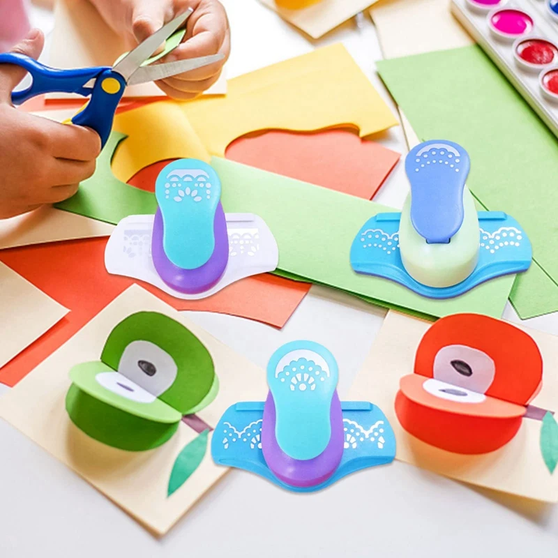 3Pcs Paper Craft Punch Round Label punzonatura Craft Hole Punch Shapes Set Edge Paper Punch Lever Action Craft Puncher