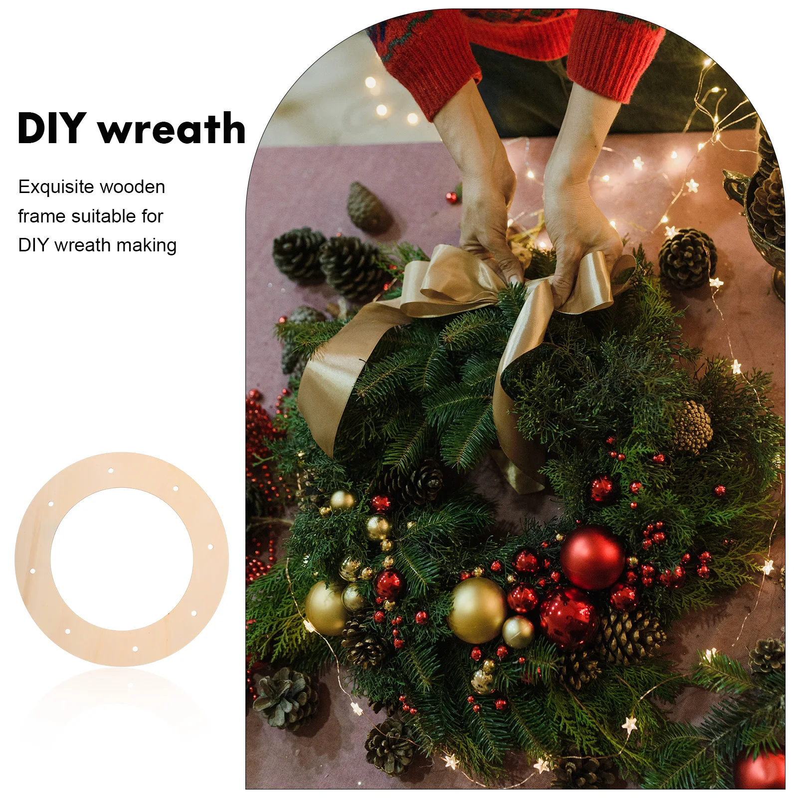 

12 Pcs Wood Wreath For Craft Wreath Frames Inner 20cm Outer 30cm DIY Craft Round Form Tool Sewing Accessories Garland Making