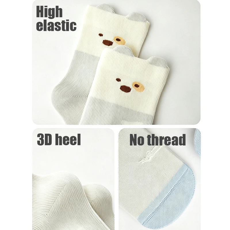 4 Pairs Cute Cartoon Puppy Baby Socks Soft Cotton Elastic Newborn Socks Skin-friendly Socks for Infant Toddler Boys Girls