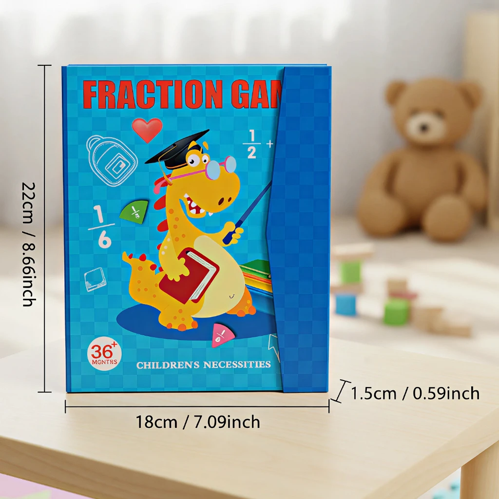 Mathematical Magnetic Fraction Discs, Fraction Size Comparison Teaching Aid, Dinosaur Cartoon Theme Cover