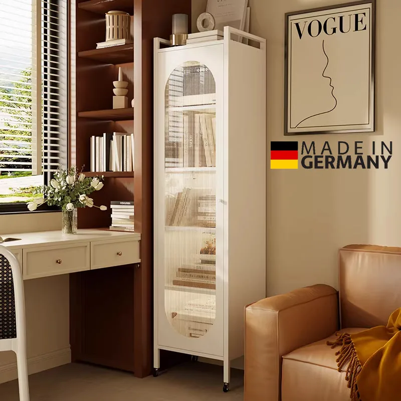 German steel bookcase, home display storage wrought iron bookshelf, living room floor adjustable storage