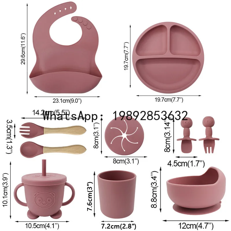 Maternal and Infant Silicone Tableware Baby Food Bowl Feeding Supplies Food Grade Silicone Plate Bib