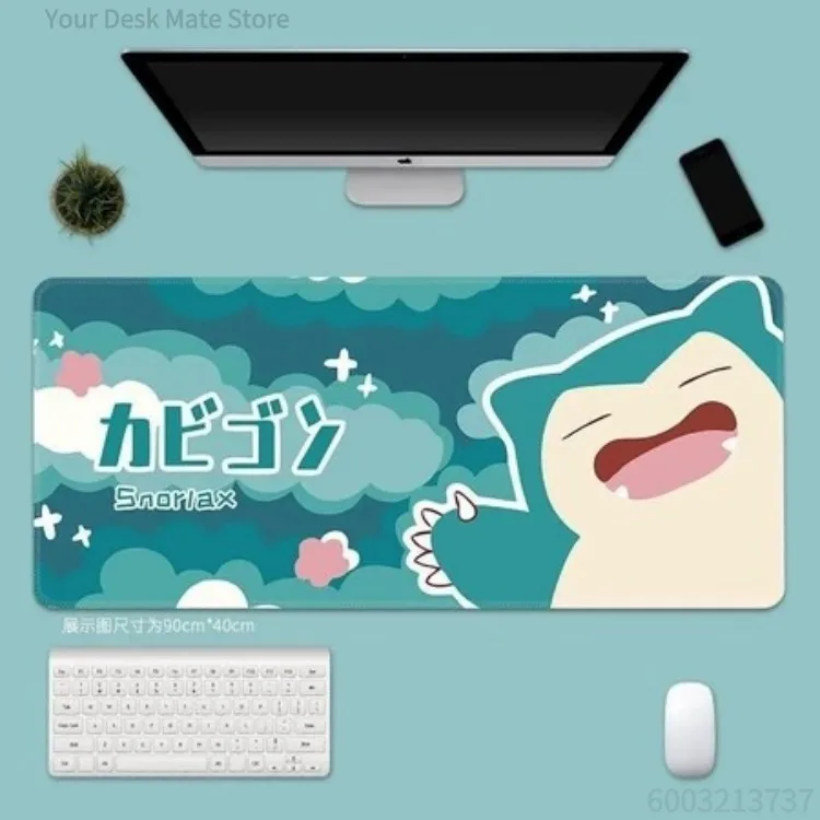 Kawaii Bubble Cloud Cartoon Creature Desk Mat,Cute Pastel Extended Mousepad,Anti-slip Lockedge Keyboard Pad for Girls Workspace
