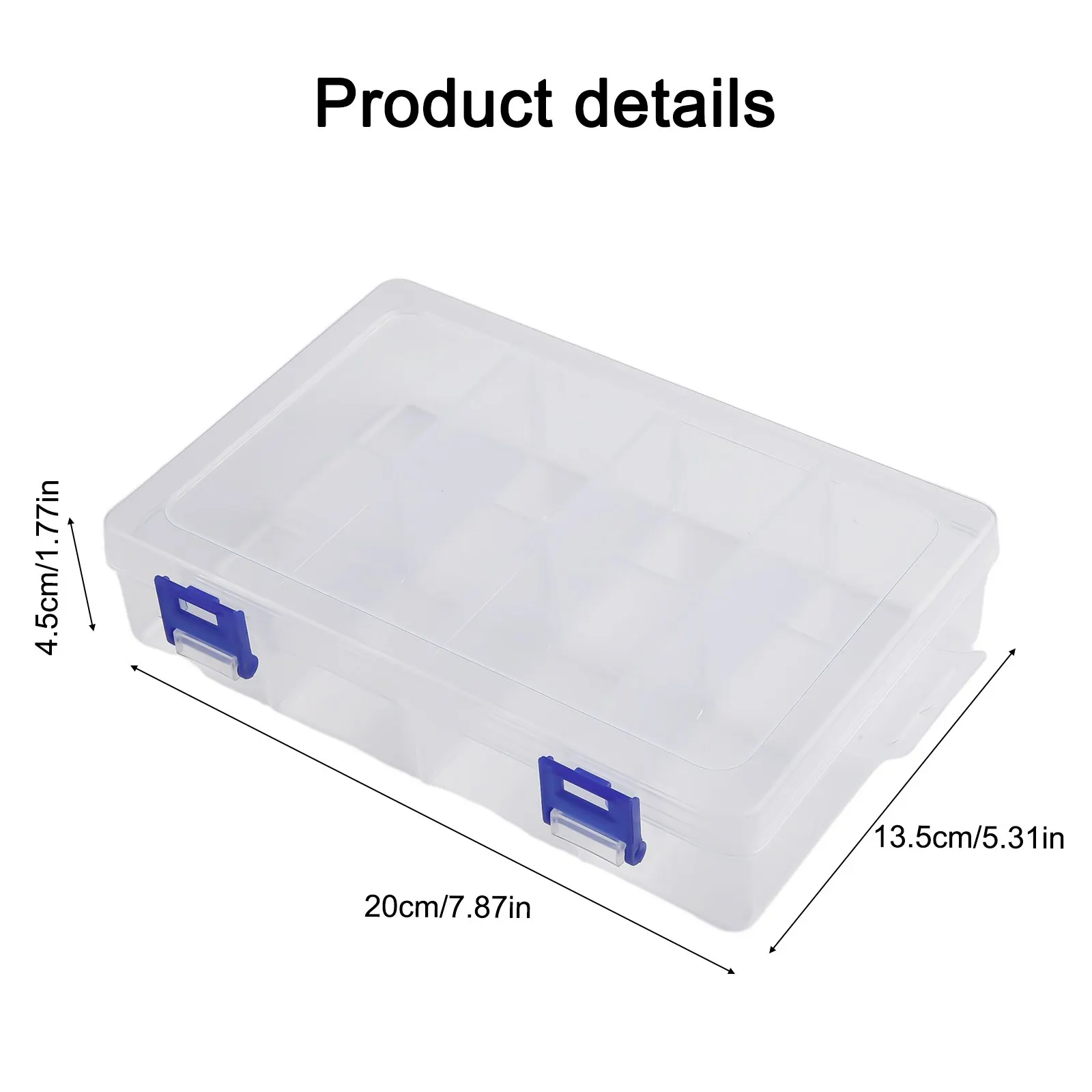 Caja de almacenamiento de plástico transparente, organizador de 8 rejillas ajustable, contenedor de tornillos, caja de pendientes de joyería,