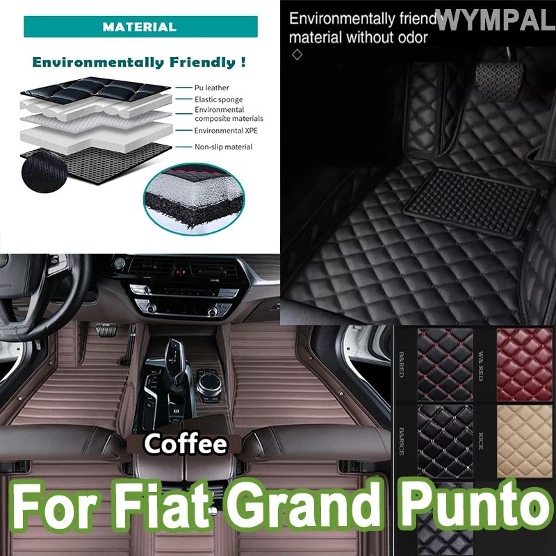 Tapetes de carro de luxo para Fiat Grand Punto Project 199 2005 ~ 2009 3 portas Tapetes Para Carro Alfombrillas Coche Tapetes de carro
