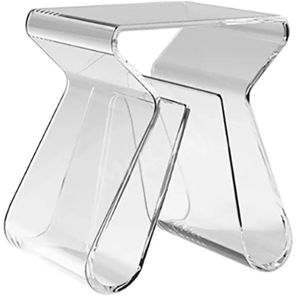

Clear Acrylic Storage Stool, Side Table, and Magazine Rack for Living Room, Bedroom, or Office