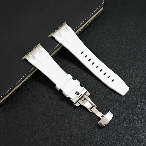 Imagen 2 del producto Correa + caja para Apple Watch Series 11 10 Ultra 3 49mm 45mm 46mm 44mm Correa con cierre de mariposa para IWatch 9 8 7 Se 6 pulsera de silicona