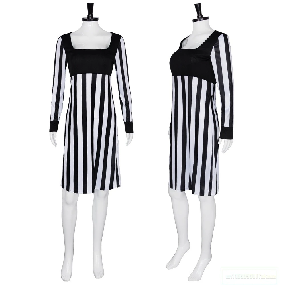 

The Mask Movie Tina Carlyle Cosplay Costume Cameron Diaz Black White Striped Dress Halloween Women