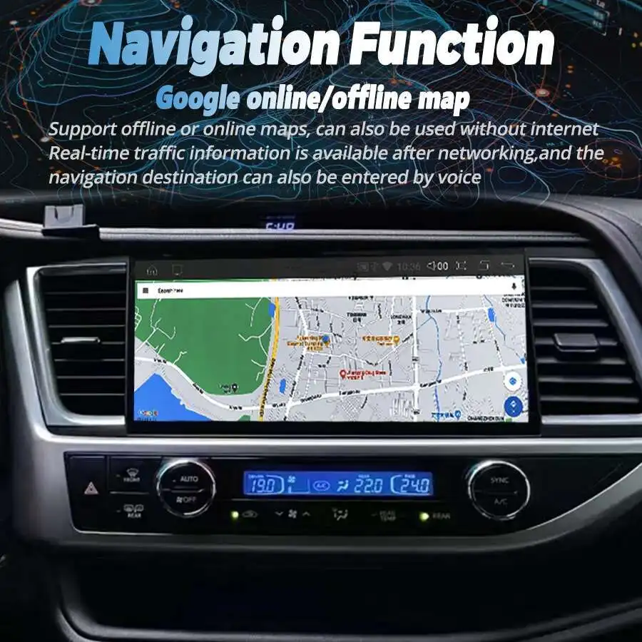 Pantalla de 12,3 pulgadas para coche Android 14, Radio GPS, navegación estéreo para Toyota Highlander 3 XU50 2013-2018, reproductor de vídeo Multimedia CarPlay