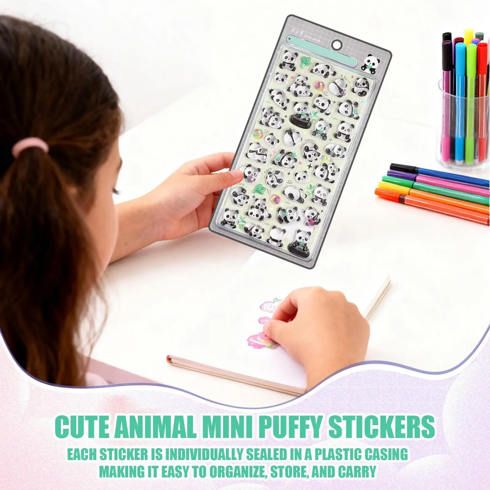 Pegatinas de Panda 3D adhesivo fuerte, pegatinas artesanales de Panda en relieve 3D pequeñas y bonitas para funda de teléfono, tarjetas para álbumes de recortes y diarios