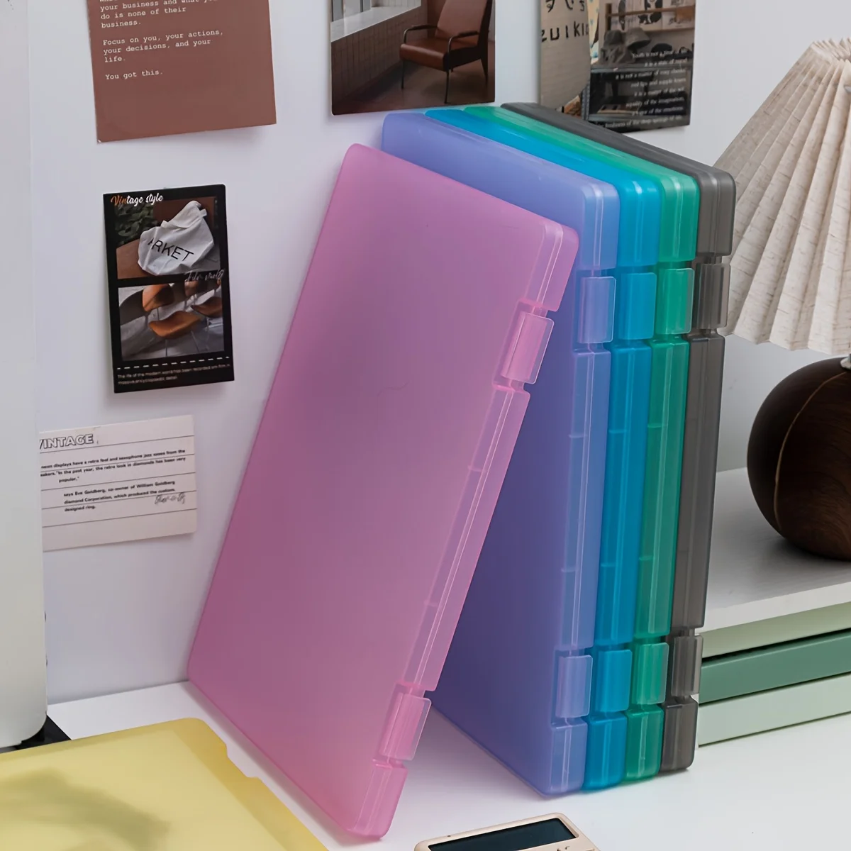 

1pc A4 file box without clips writing board, 2-in-1 A4 document and photo storage box, portable organization tool for office