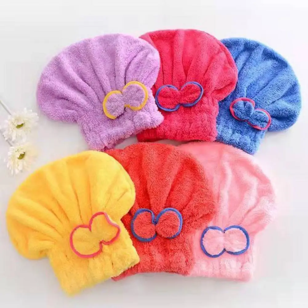 Anti-frizz Hair Towel Super Absorbent Hair Drying Hat with Elastic Band Thickened Quick-dry Hair Wrap Frizz Bath for Home