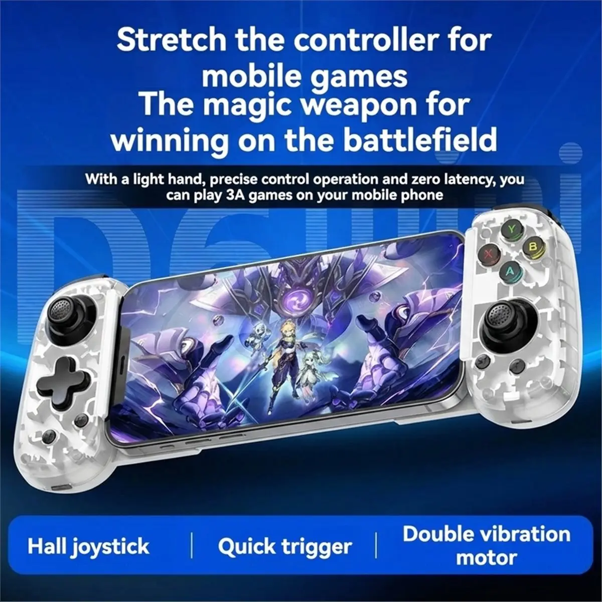 A49T D6 Mini Stretch Gamepad for Android Cell Phone PC Tablet Hall Effect Joystick Foldable Type-C Port