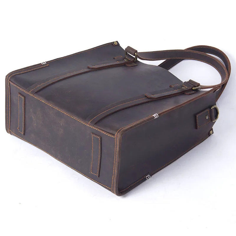 S.WORKER Vintage Echtleder Herren-Handtasche Rindsleder Aktentasche Schultertasche Handgefertigte Tragetasche 2020 NEU Crazy-Horse-Leder – Detail 12