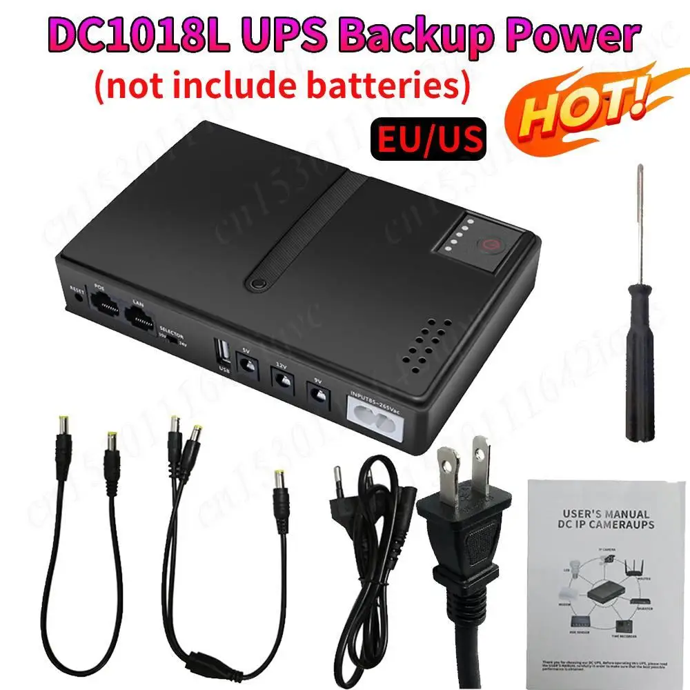 

AC85-265V DC1018L Router 5V/9V/12V Optical Cat Monitor Backup Uninterruptible DC Power Supply Charger Cell Phone UPS No Battery