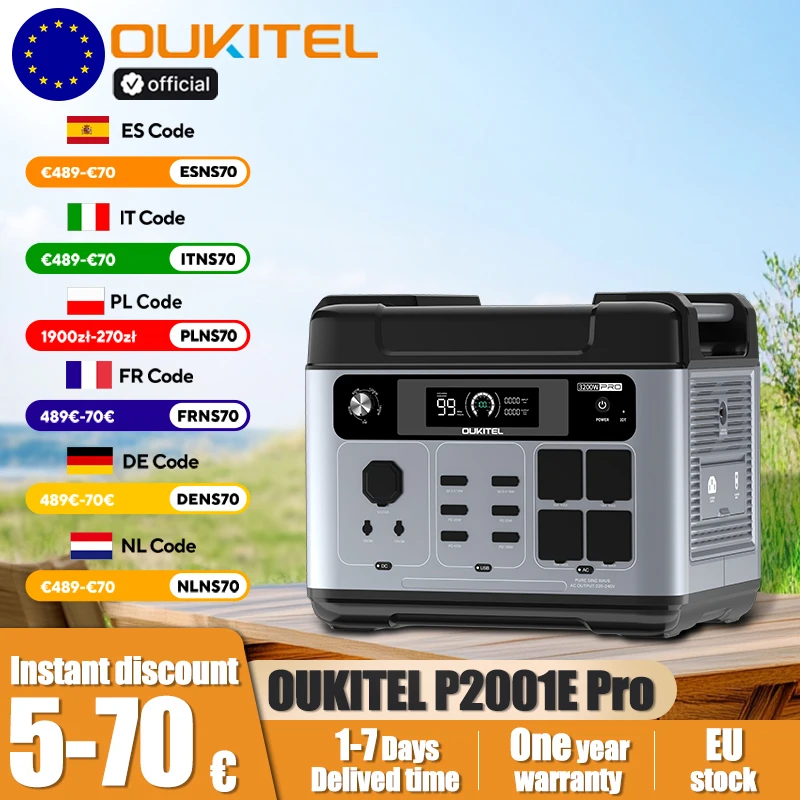 Estación de Energía Portátil OUKITEL P2001E Pro, 3200W de Potencia de Salida, 2048Wh LiFePO4, para Campamentos… — oferta en AliExpress