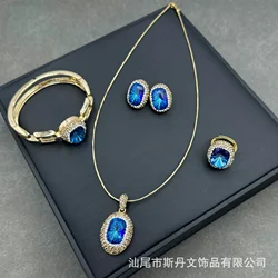New Millennium Cut Lanyao Crystal Three-piece Set Medieval Jewelry Necklace Niche Personality Manufacturer Live Supply Wholesale