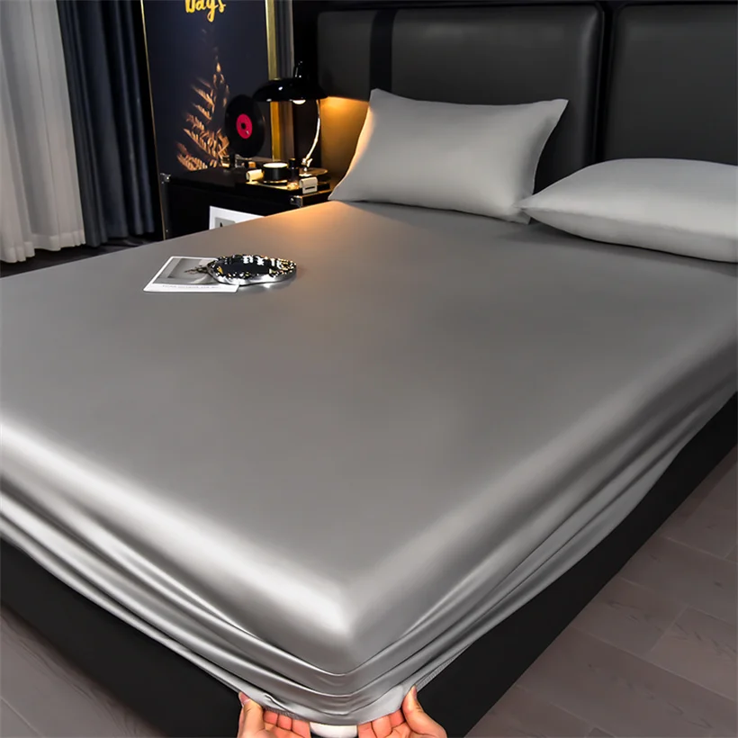 Luxury Mulberry Silk Fitted Sheet 100% Natural Silk Mattress Cover Cozy Smooth Bed Sheet for Queen King Size Customized Size