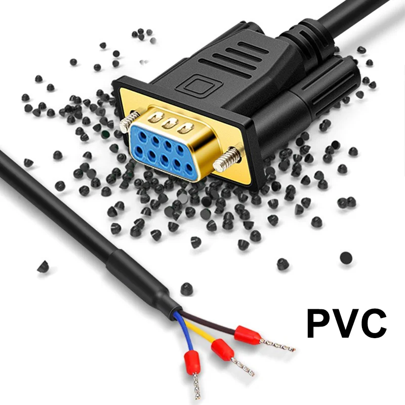 DB9 RS232 Serial Straight Cable 0.5/1/3/5/10M 9pin to 3-cores Gold Plated Plug Connector Male Female Nickel Plated Data Cable