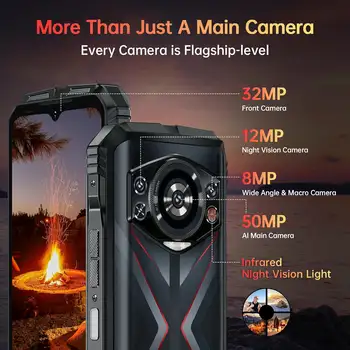 DOOGEE S118 Android 14 三防智慧型手機,20GB+512GB 存儲,10800mAh 電池/33W 快充,6.58 英寸 120Hz 刷新率屏幕,50MP+12MP 夜視攝像頭/G99 遊戲機制/4G 雙卡雙待/NFC 6 最佳銷售 智慧型手機 - №1