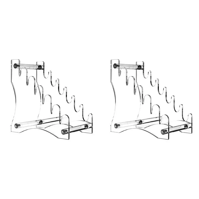 ABJO-2X Acrylic Knife Display Stand - 6-Tier Detachable Knife Rack, Light Weight Pocket Knife Storage Rack