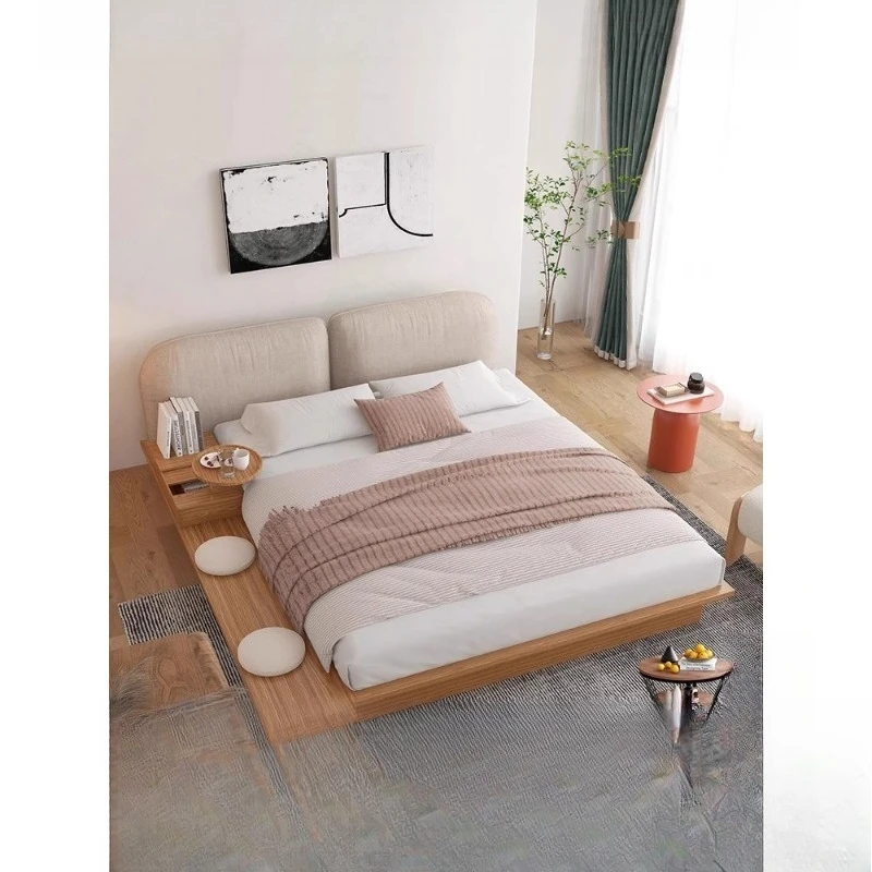 

Кровать татами из цельного дерева Log Wind, японская спальня для хранения, двуспальная кровать, мягкая сумка, высокая коробка, пол для хранения под давлением воздуха