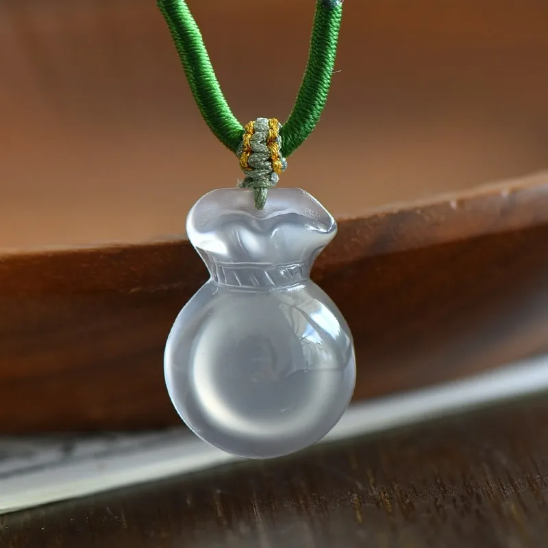 

Подвеска-сумка Lucky Bag из натурального ледяного халцедона Lucky Nefu, мужское и женское ожерелье, кулон