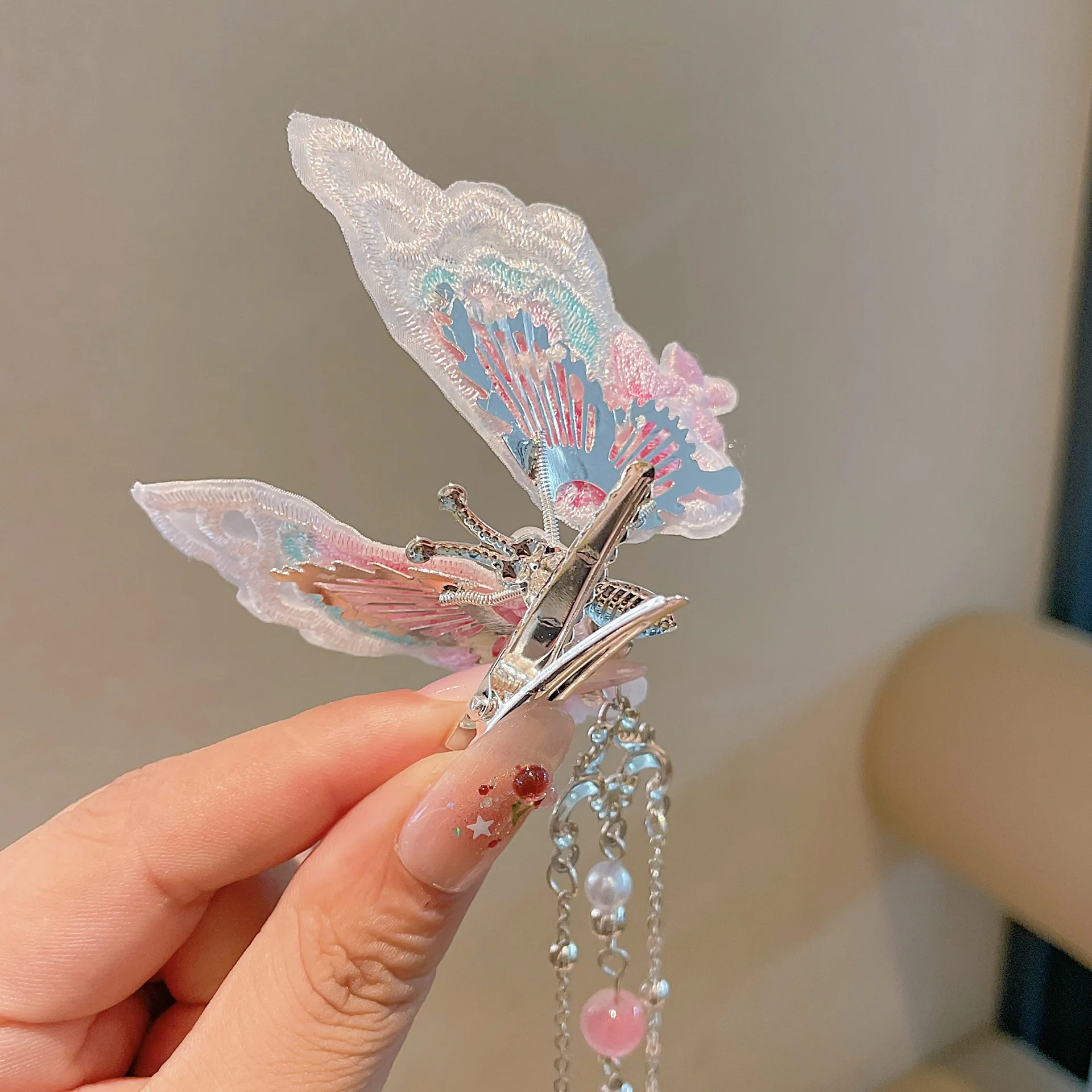 Butterfly Children's Hanfu Headdress with Fringe, Antique Hairpins and Clips Baby Accessories for Girls image 4