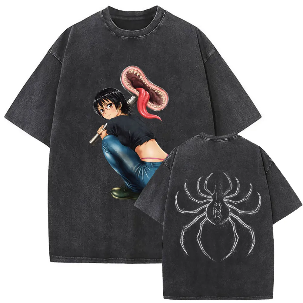 

Washed Vintage Anime Hunter X Hunter T-shirt Phantom Troupe Spider Shizuku Graphic T Shirts Men Women 90s Manga Retro T-shirts