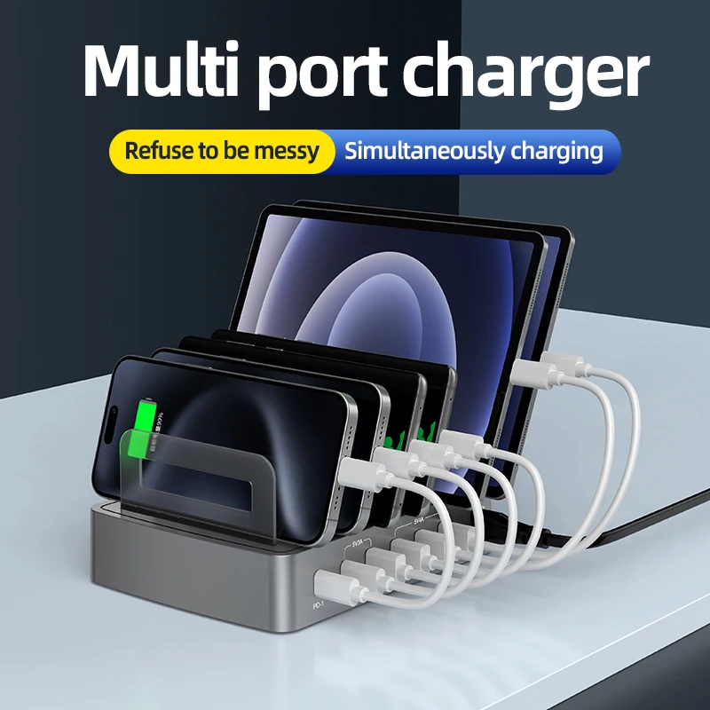 6IN1 Intelligente 72 W 6 Poort Multi USB PD Quick Charge 3.0 Oplader Snel Opladen Dock Station voor Iphone 16 15 14 Pro Max