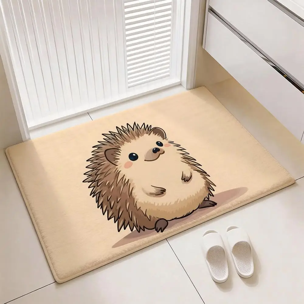 Little Hedgehog Floor Mat Soft Thickened Flannel Door Mat Non-Slip Living Room Rug Home Decor