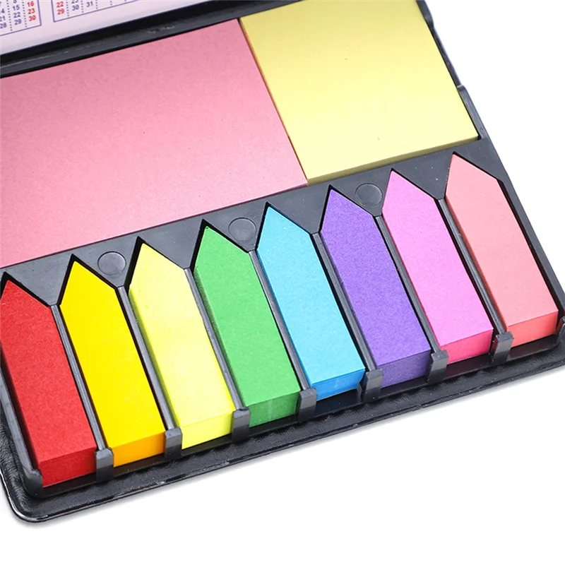 A19E-2PCS Sticky Notes Tabs For Page Markers, Memo Pad With Calendar And Leather Cover, Desk Note Pad