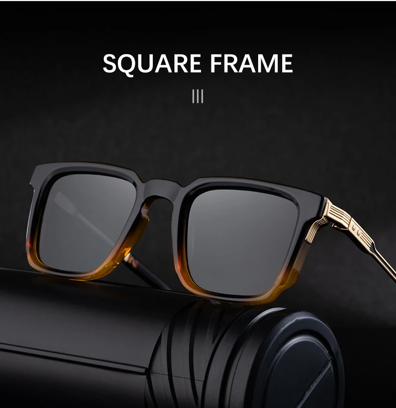 Polarisierte klassische quadratische Sonnenbrille für Herren 2026 – Luxusmarke Steampunk Fahrsonnenbrille für Männer – Vintage Outdoor-Brillen – Detail 5