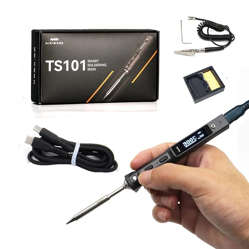 

Original TS101 Electric Soldering Iron Type-c Charge Adjustable Temperature Portable Digital Solder Station Tip 90W TS100