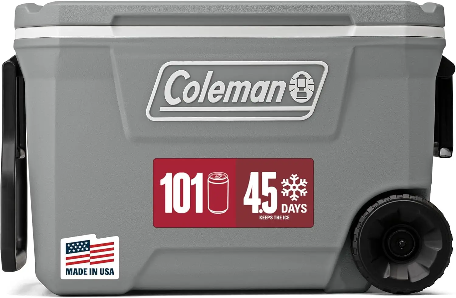 

Insulated Rolling Cooler with Wheels, Leak-Resistant Outdoor Hard Cooler Keeps Ice up to 5 Days, 62-Quart
