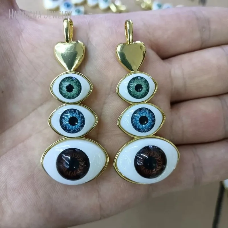 Islam metallo gioielli color oro ciondolo in rame religioso malocchio turco orecchini a forma di cuore o ciondolo collana popolare