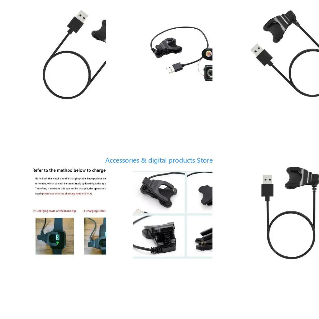 77JD USB 2Pin 4mm Cable for T500 T500+ T500s T600s FK78 Smartwatch Charging Wire Line Cord