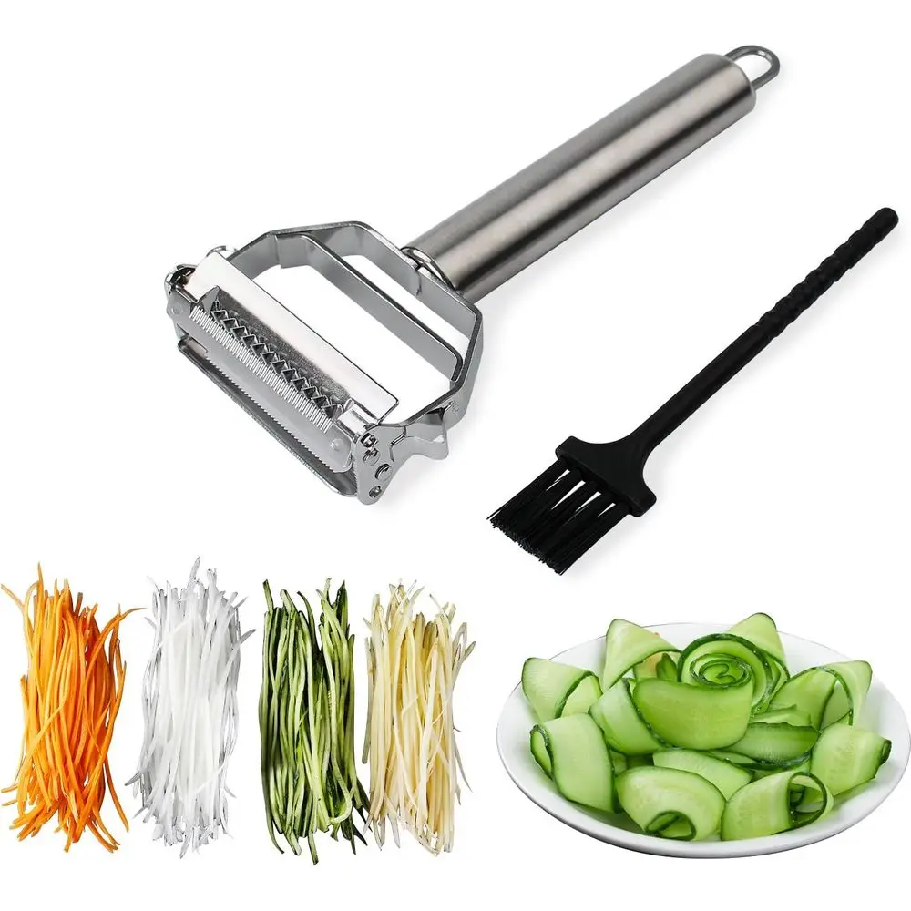 3 in 1 Y Peeler Julienne Peeler for Vegetables, Kitchen Tool - Peels Potato, Carrot, Cucumber, Zucchini, Stainless Steel Peeler