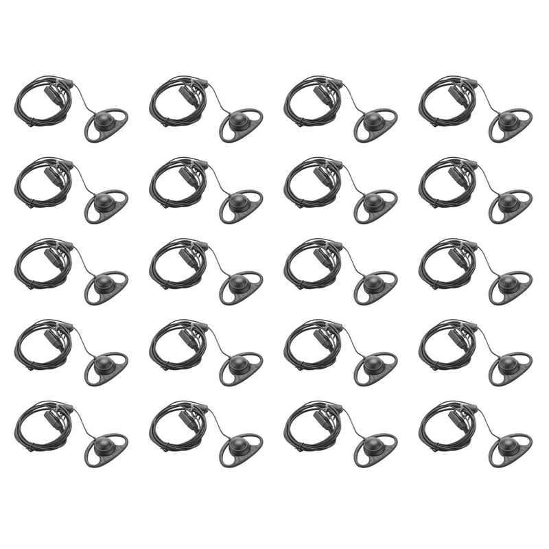 

20X 2 Pin Advanced D Shape Clip-Ear Ptt Headset Earpiece Mic For Motorola 2 Way Radios GP88S GP300 GP68 A6 A10 A12