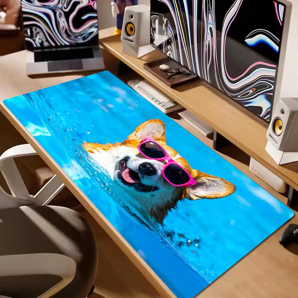 

Cute Swimming Dog Mouse Pad XXL Rubber Desk Mat Large Computer Office Table Mats Lockedge Non-slip Office Gaming Deskmat Carpet