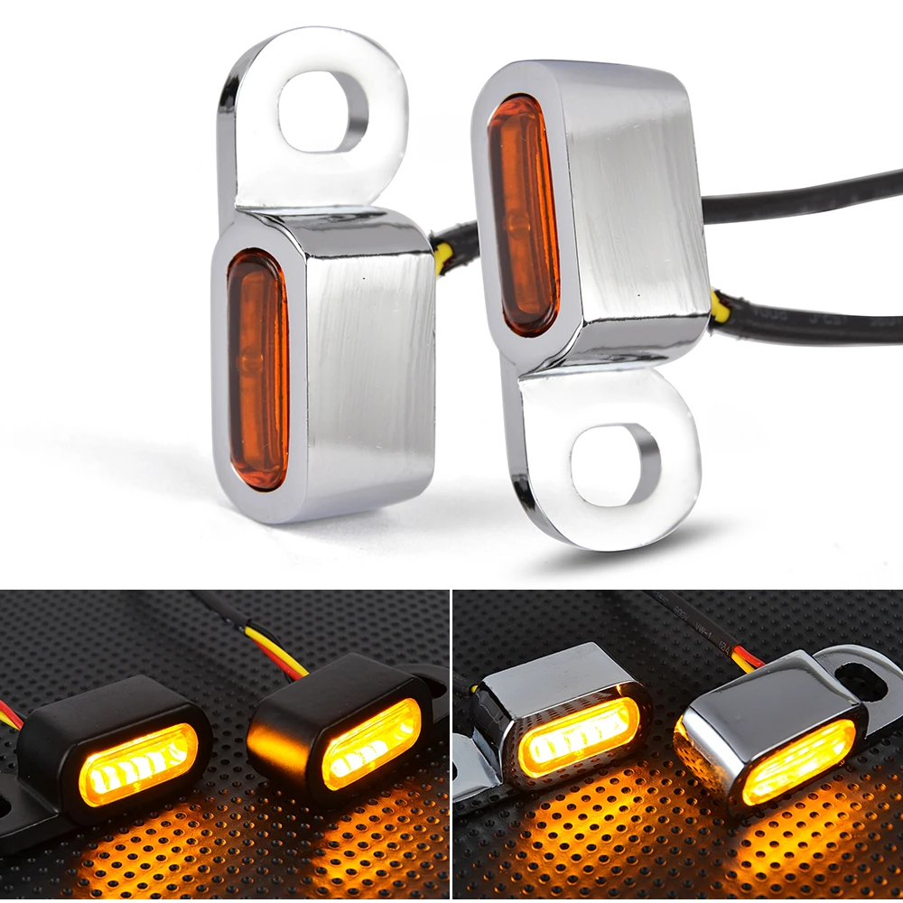 Motorcycle Mini LED Lamp Turn Signal Amber Light 12V E Mark For Harley Softail Breakout 16-17 Touring Road King Glide 14-20