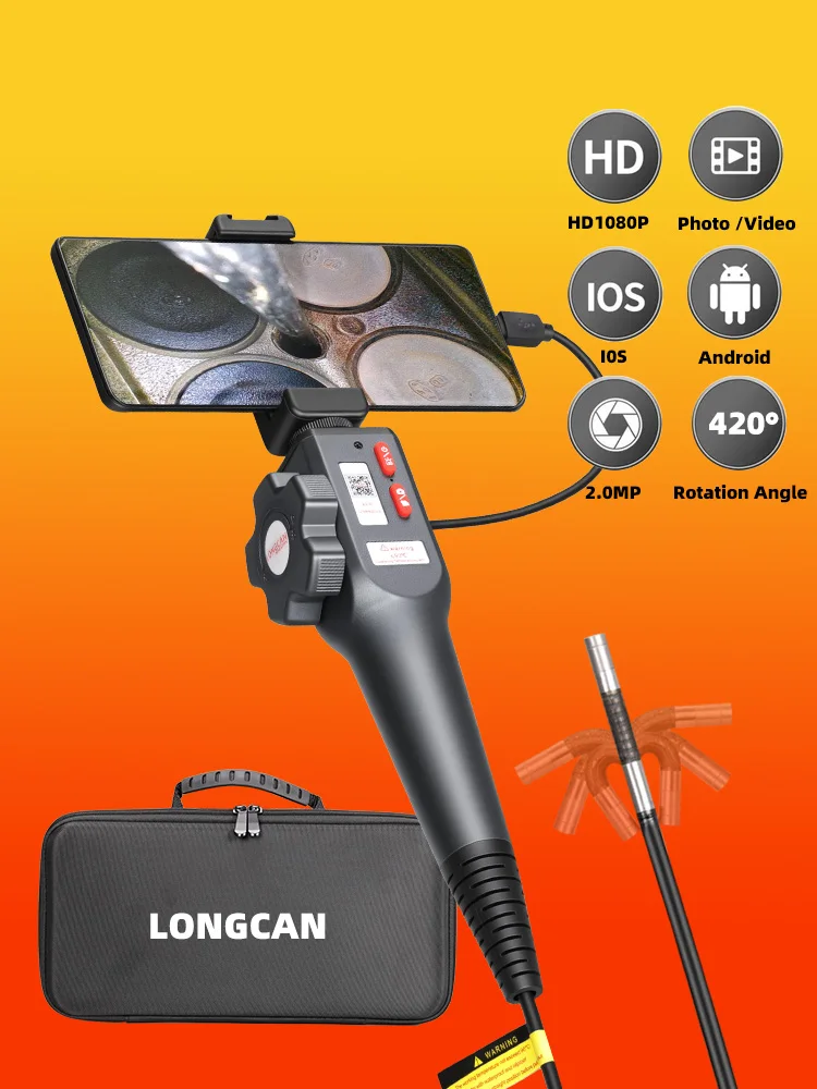 

360° Articulating Borescope Endoscope Camera with Light, Endoscope with Android/iOS Phone